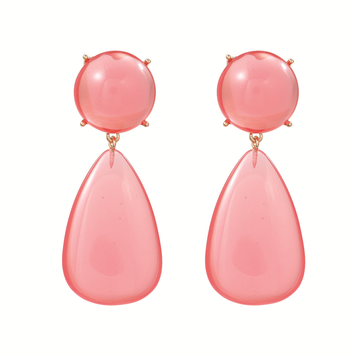 1 Pair Elegant Simple Style Water Droplets Inlay Alloy Resin Resin Gold Plated Drop Earrings display picture 5