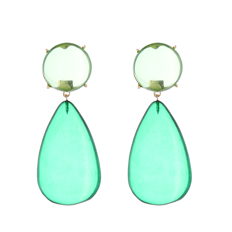1 Pair Elegant Simple Style Water Droplets Inlay Alloy Resin Resin Gold Plated Drop Earrings display picture 9
