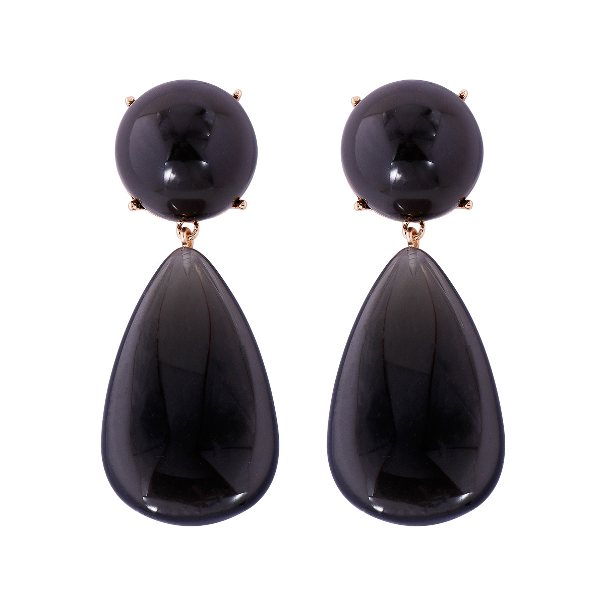 1 Pair Elegant Simple Style Water Droplets Inlay Alloy Resin Resin Gold Plated Drop Earrings display picture 6