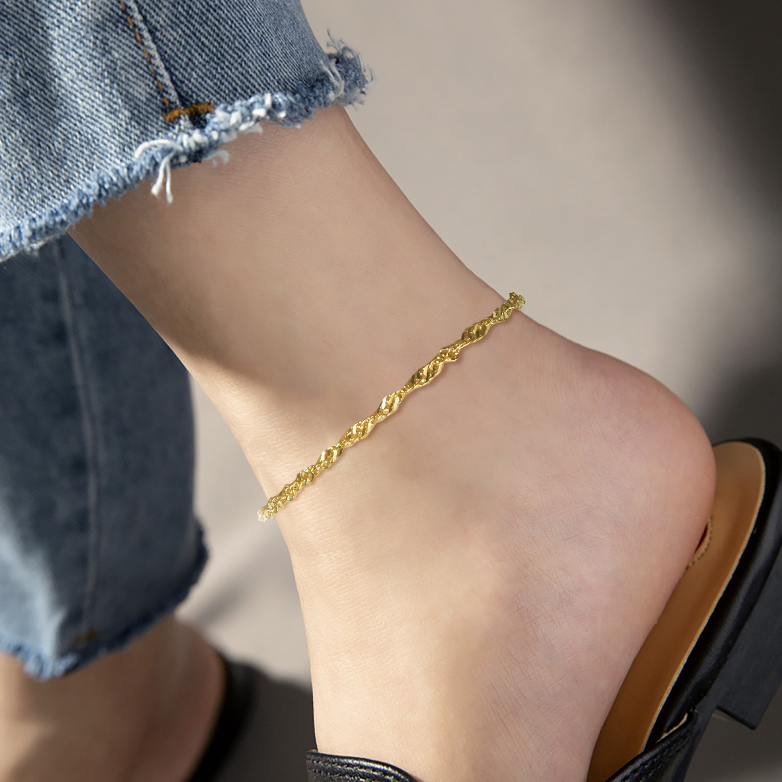 IG Style Vacation Geometric 201 Stainless Steel Plating 18K Gold Plated Women's Anklet display picture 6