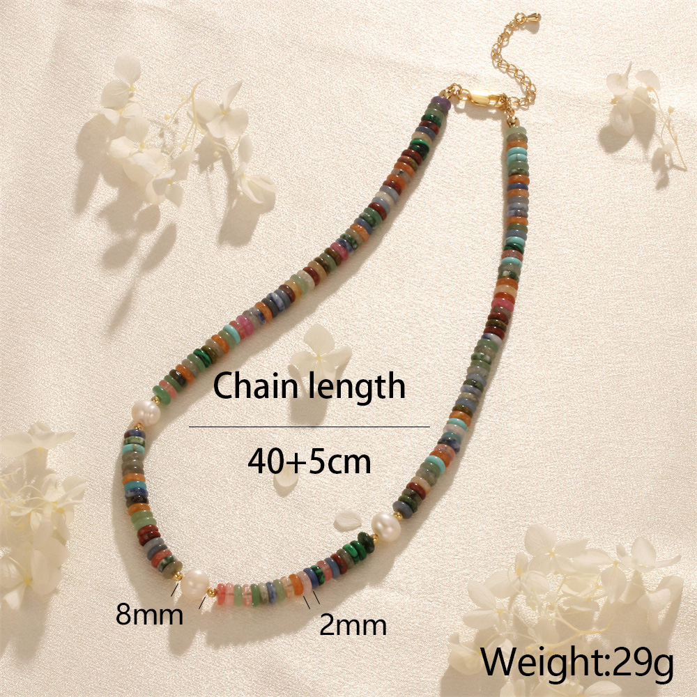 Elegant Vintage Style Ethnic Style Geometric Freshwater Pearl Stone Beaded Necklace display picture 3