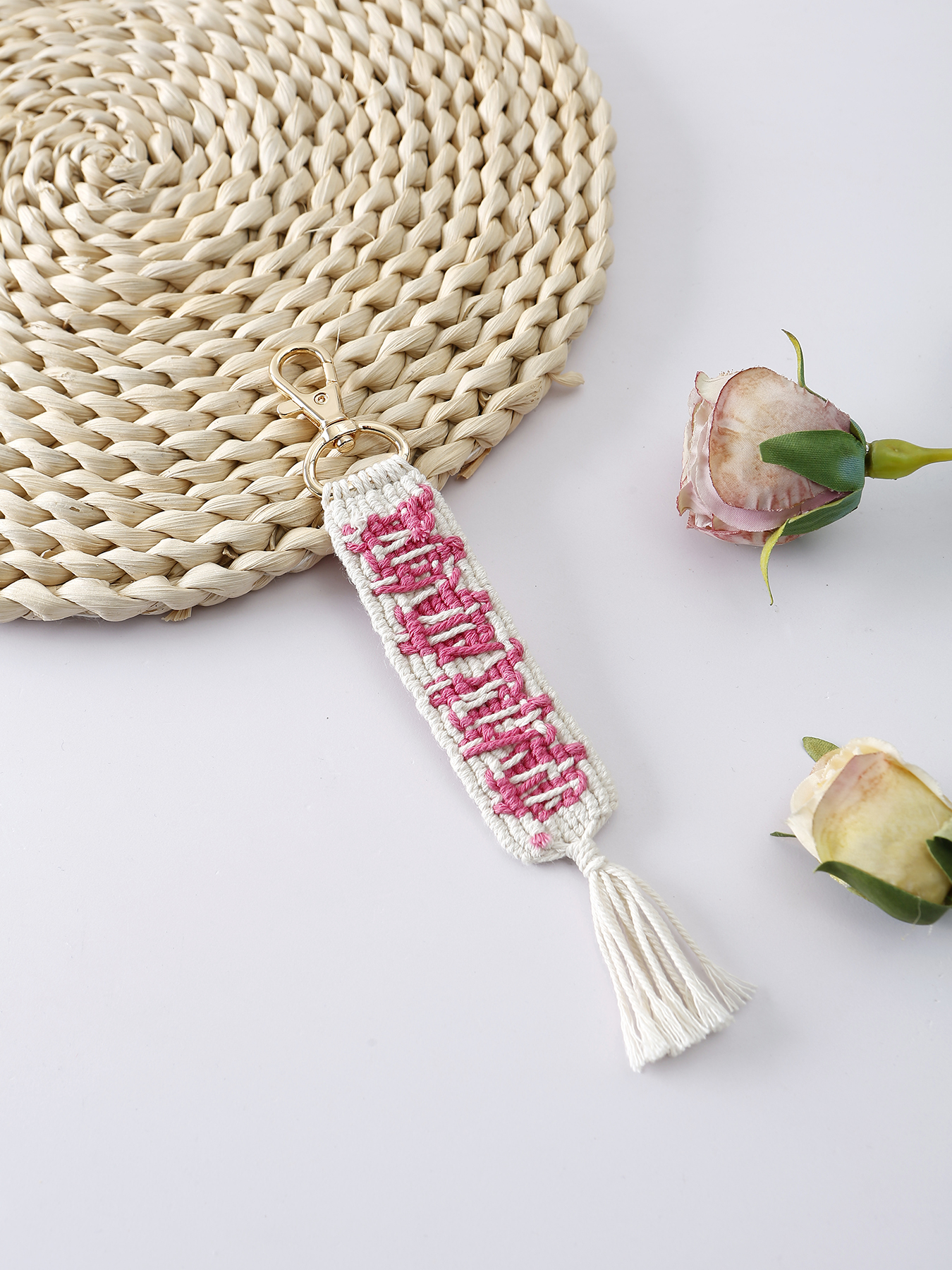 Simple Style Letter Cotton Knitting Tassel Valentine's Day Bag Pendant display picture 3