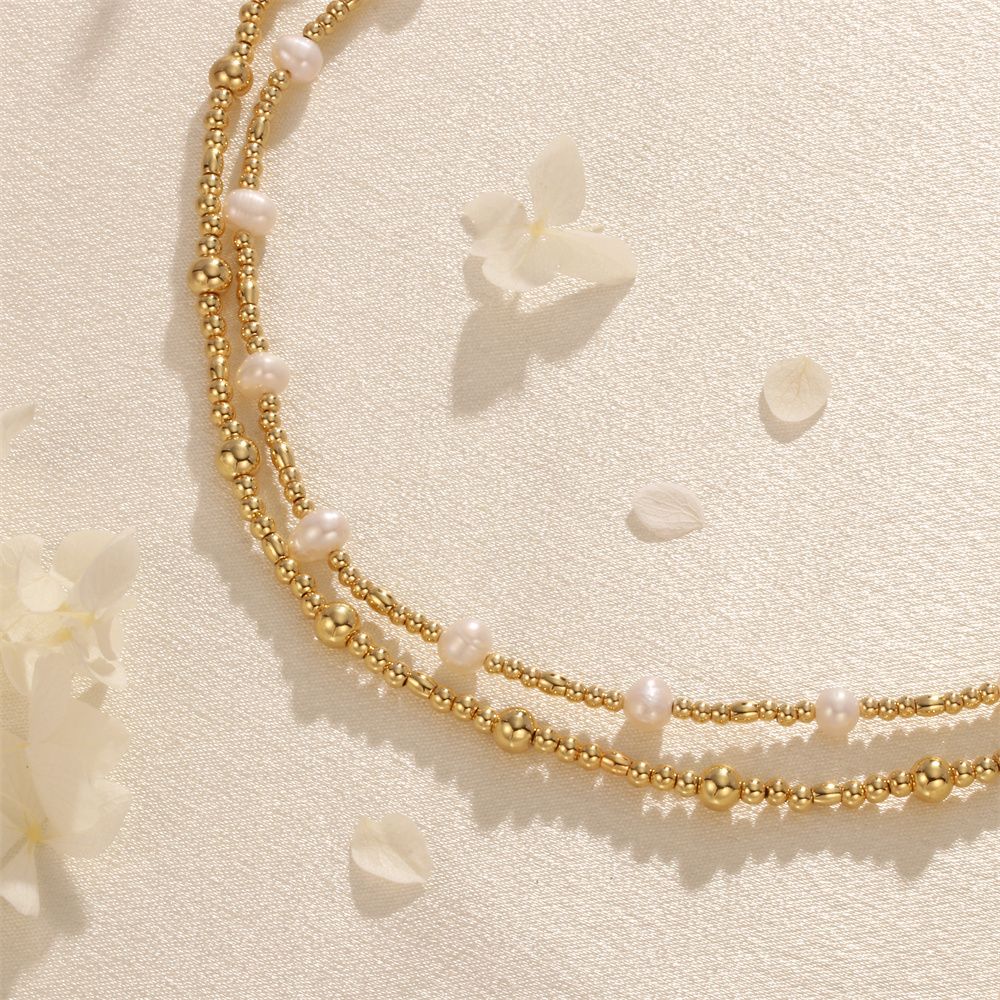 Ig-stil Elegant Einfacher Stil Geometrisch Süßwasserperle Kupfer Perlen Überzug 18 Karat Vergoldet Halskette display picture 6