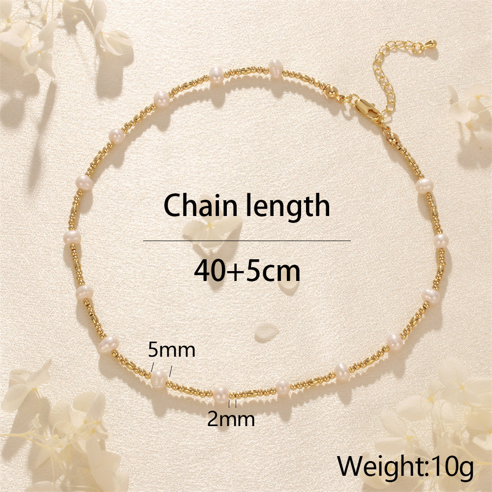 Ig-stil Elegant Einfacher Stil Geometrisch Süßwasserperle Kupfer Perlen Überzug 18 Karat Vergoldet Halskette display picture 8