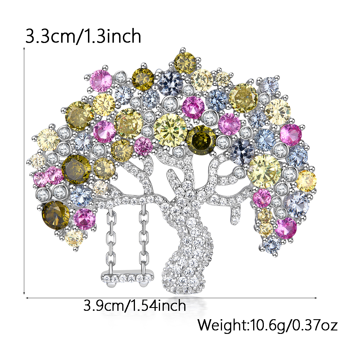 Élégant Glamour Arbre Argent Sterling Placage Incruster Zircon Unisexe Broches display picture 1