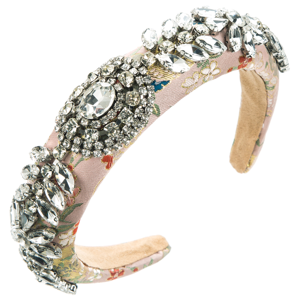 Women's Elegant Glam Pattern Alloy Cloth Inlay Rhinestones Glass Hair Band display picture 8