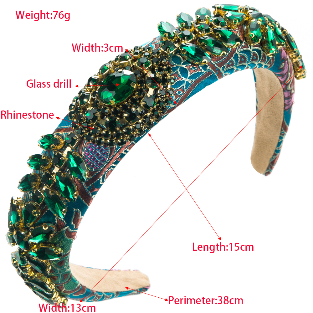 Women's Elegant Glam Pattern Alloy Cloth Inlay Rhinestones Glass Hair Band display picture 1
