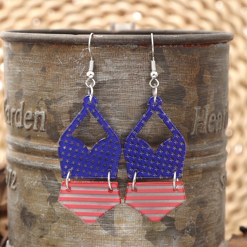 1 Pair Novelty Star Stripe Arylic Drop Earrings display picture 5