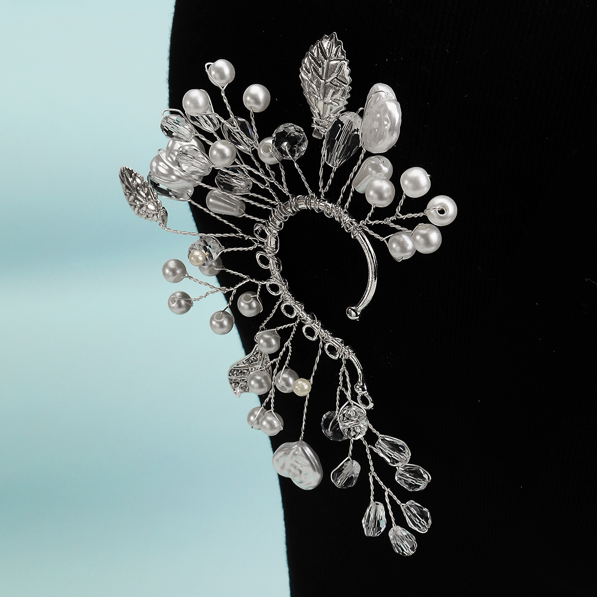 1 Stück Feenhafter Stil Elegant Blatt Herzform Legierung Künstlicher Kristall Künstliche Perlen Ohrclips display picture 5