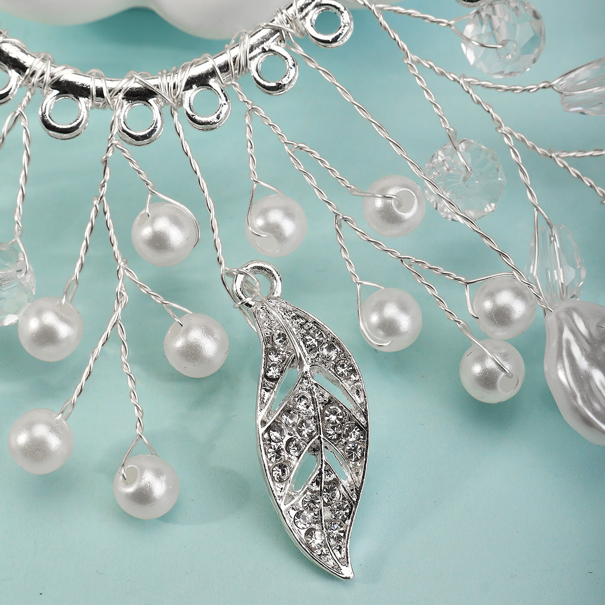 1 Stück Feenhafter Stil Elegant Blatt Herzform Legierung Künstlicher Kristall Künstliche Perlen Ohrclips display picture 4