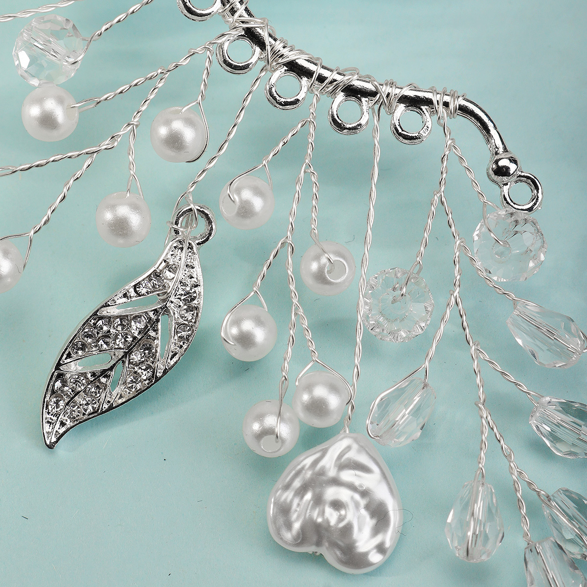 1 Stück Feenhafter Stil Elegant Blatt Herzform Legierung Künstlicher Kristall Künstliche Perlen Ohrclips display picture 3