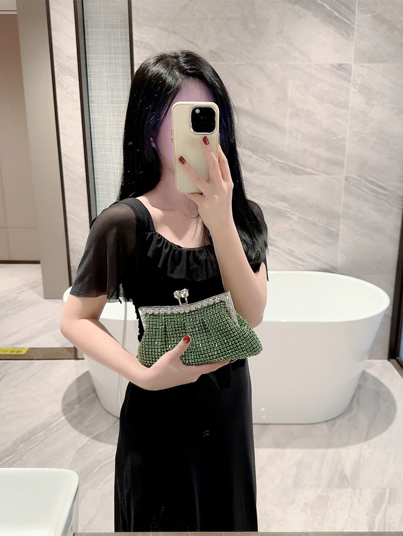 Dark Green Green Gold Polyester Solid Color Evening Bags display picture 3