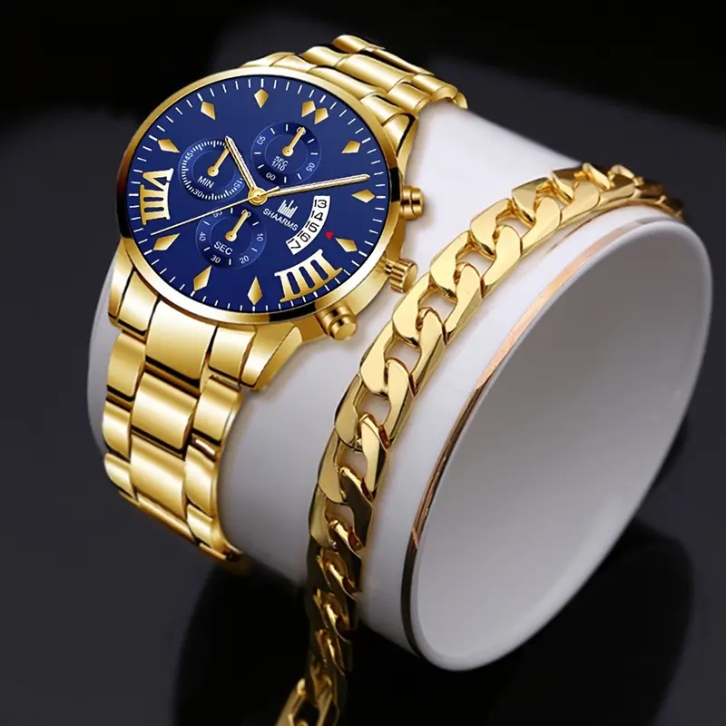 Décontractée Entreprise Géométrique Boucle Déployante Quartz Hommes De Montres display picture 11