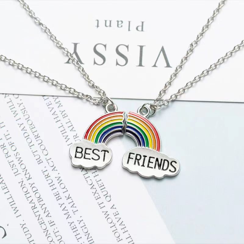 Ig Style Simple Style Letter Rainbow Alloy Enamel Women's Pendant Necklace display picture 1
