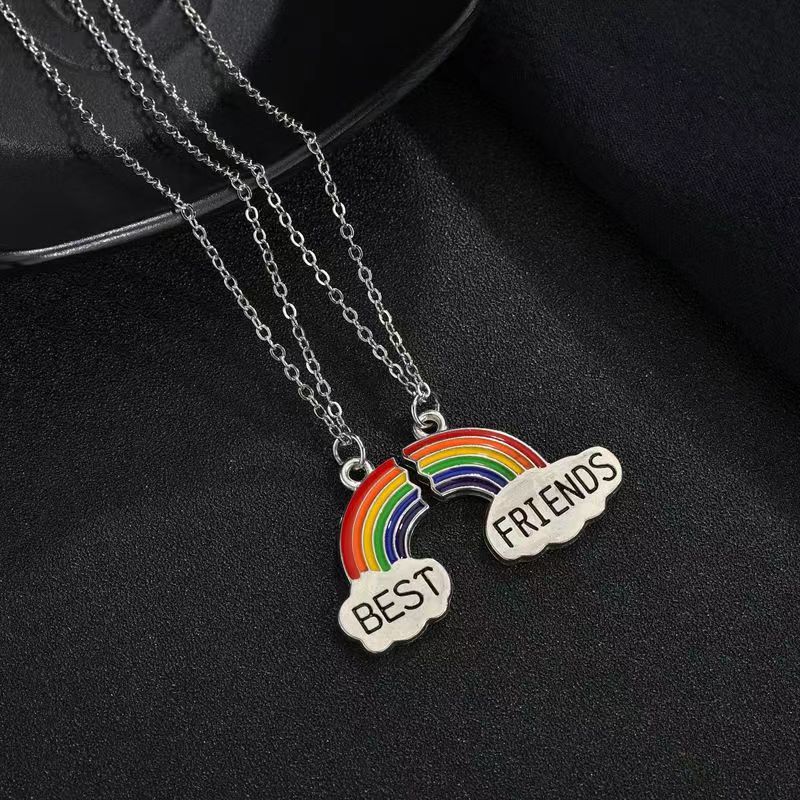 Ig Style Simple Style Letter Rainbow Alloy Enamel Women's Pendant Necklace display picture 2