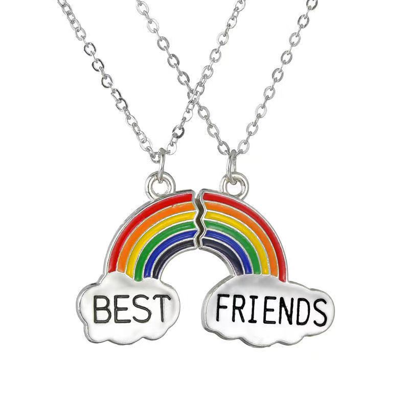 Ig Style Simple Style Letter Rainbow Alloy Enamel Women's Pendant Necklace display picture 5