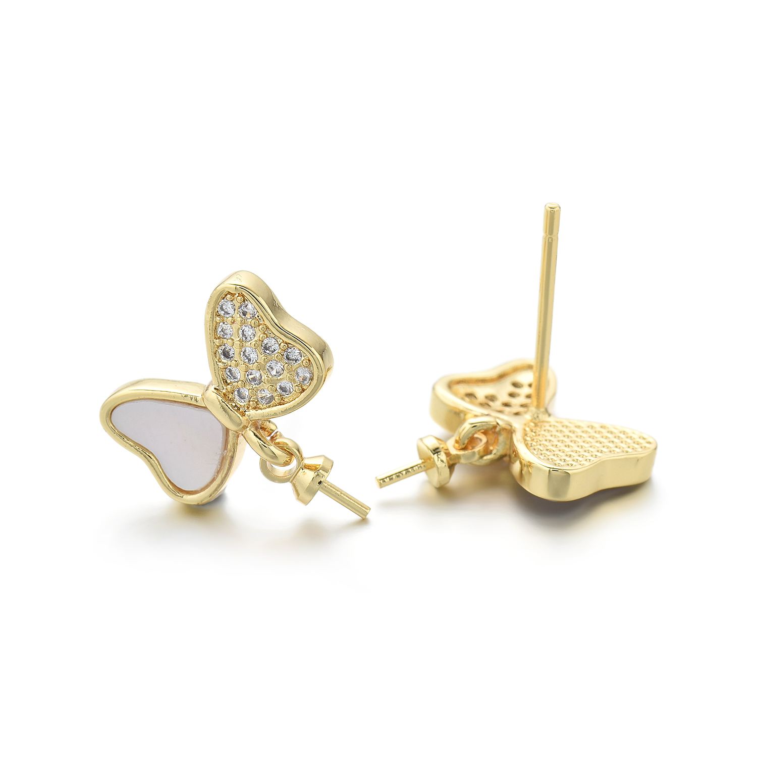 1 Paar Kupfer Hülse Zirkon Schmetterling Poliert Ohrring-Fundstücke display picture 8