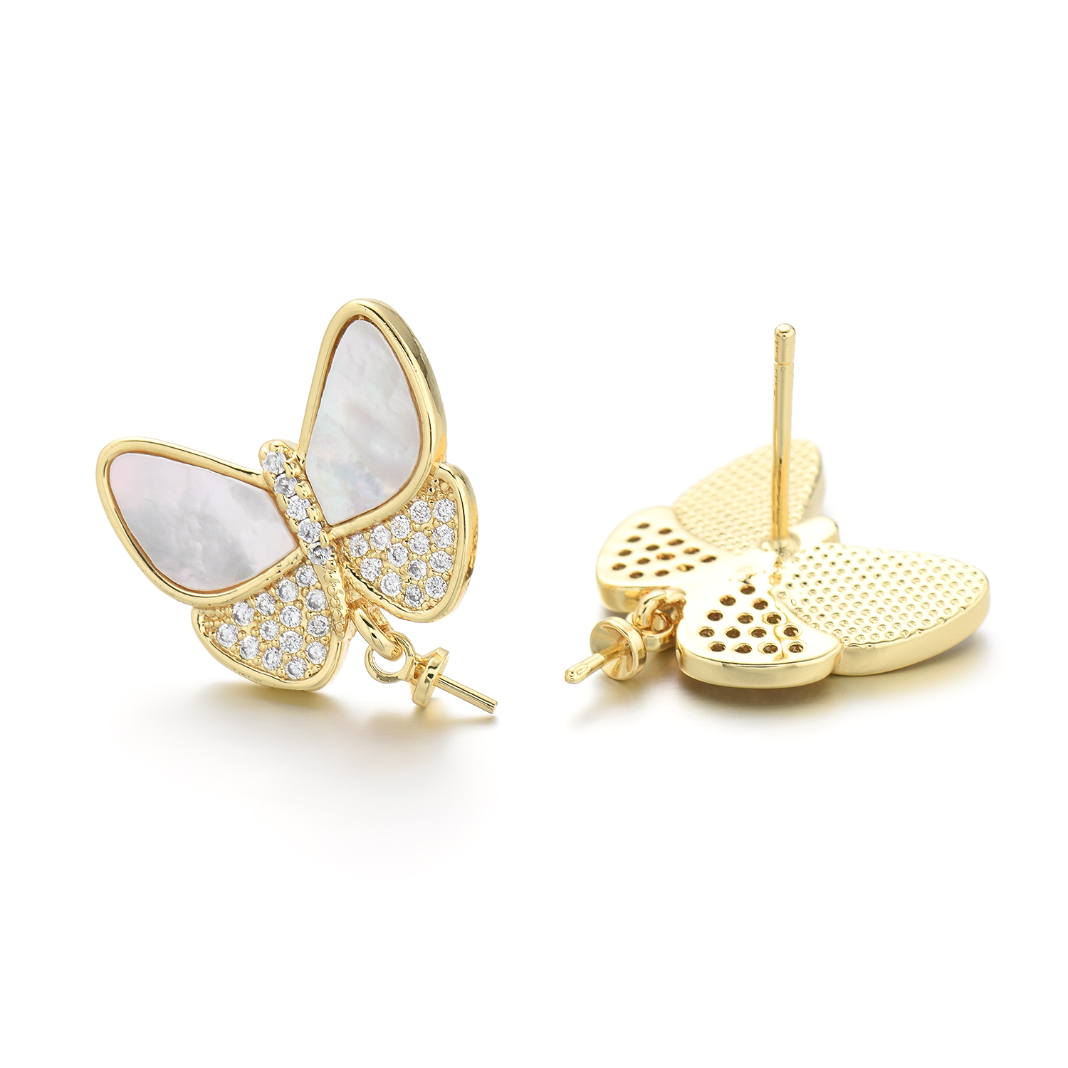 1 Paar Kupfer Hülse Zirkon Schmetterling Poliert Ohrring-Fundstücke display picture 7