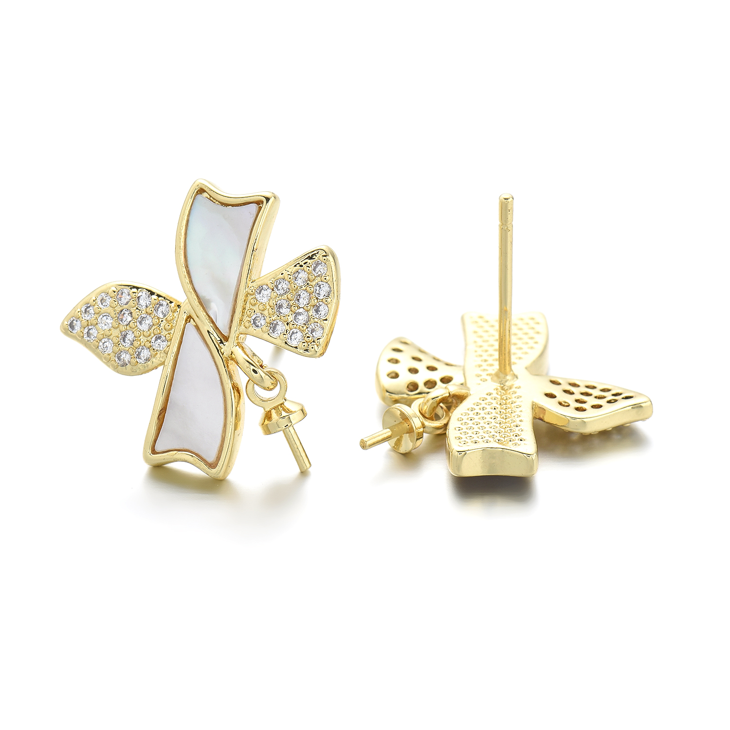 1 Paar Kupfer Hülse Zirkon Schmetterling Poliert Ohrring-Fundstücke display picture 9