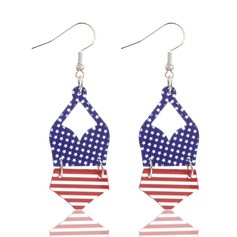 1 Pair Novelty Star Stripe Arylic Drop Earrings display picture 3