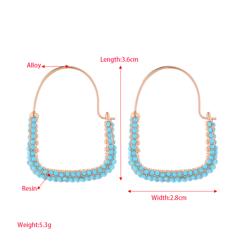 1 Pair Simple Style Geometric Inlay Alloy Resin Hoop Earrings display picture 1