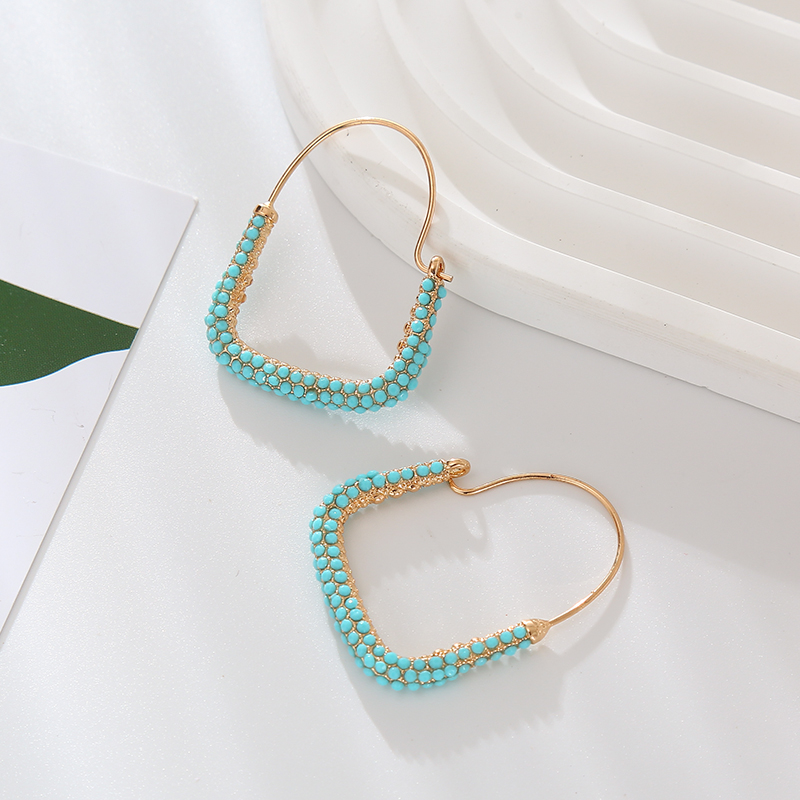 1 Pair Simple Style Geometric Inlay Alloy Resin Hoop Earrings display picture 4