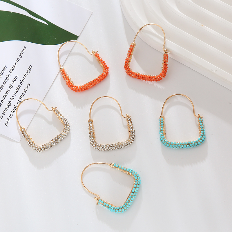 1 Pair Simple Style Geometric Inlay Alloy Resin Hoop Earrings display picture 2