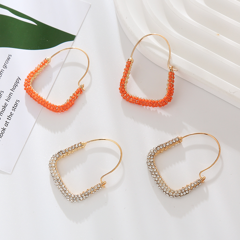 1 Pair Simple Style Geometric Inlay Alloy Resin Hoop Earrings display picture 3