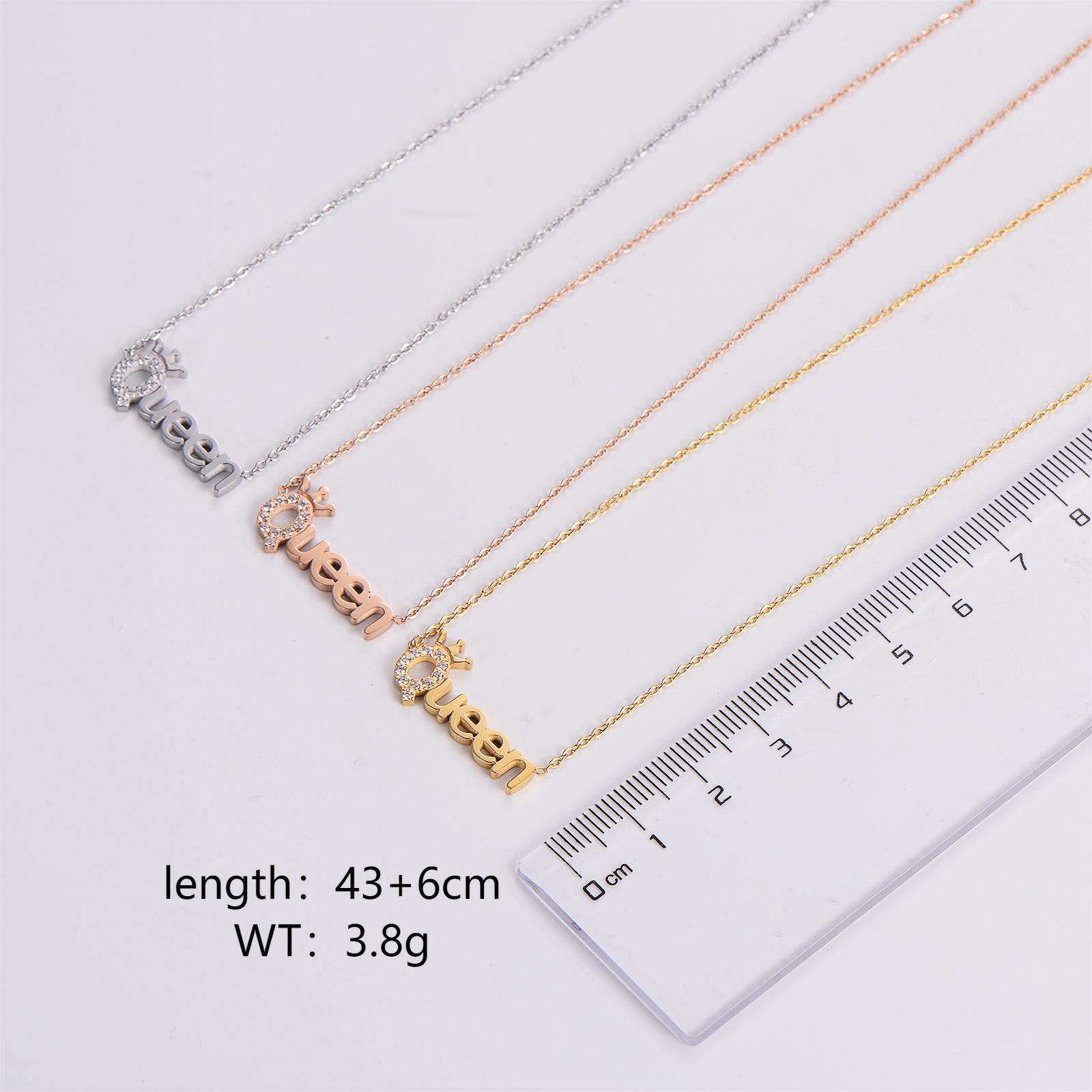 Stainless Steel 18K Gold Plated Rose Gold Plated Wedding Shiny Inlay Letter Zircon Pendant Necklace display picture 2