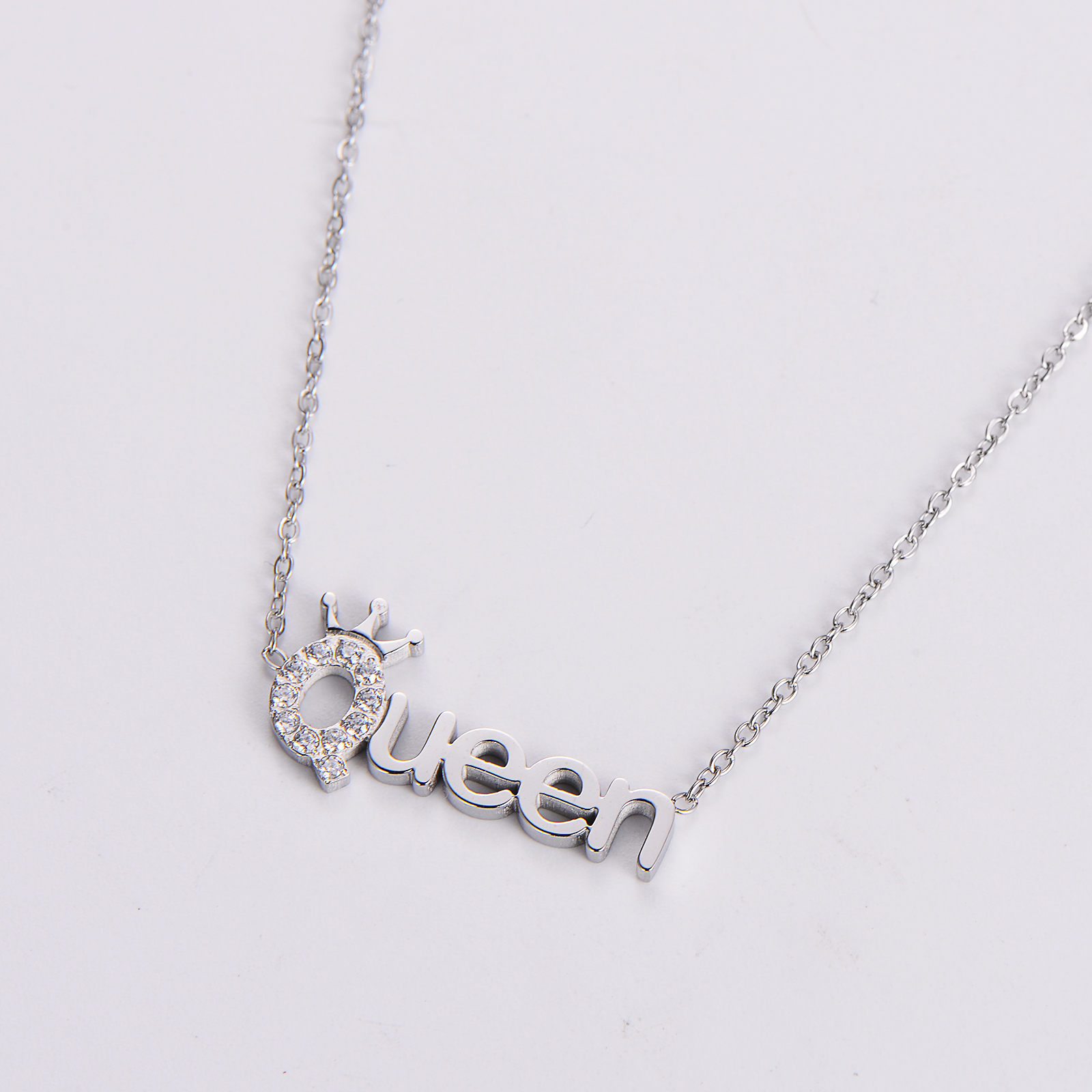 Stainless Steel 18K Gold Plated Rose Gold Plated Wedding Shiny Inlay Letter Zircon Pendant Necklace display picture 4