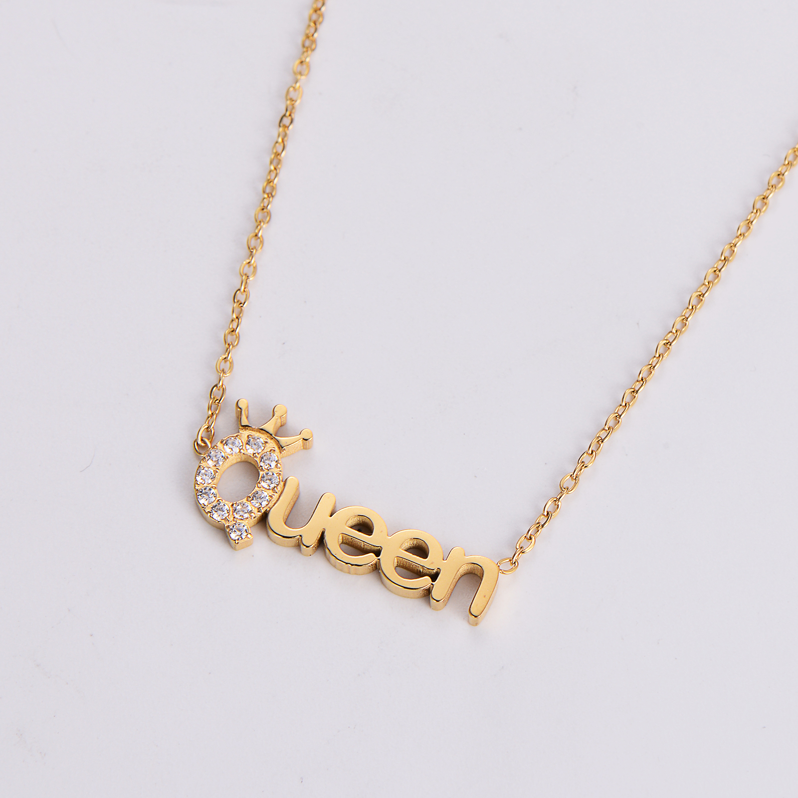 Stainless Steel 18K Gold Plated Rose Gold Plated Wedding Shiny Inlay Letter Zircon Pendant Necklace display picture 1