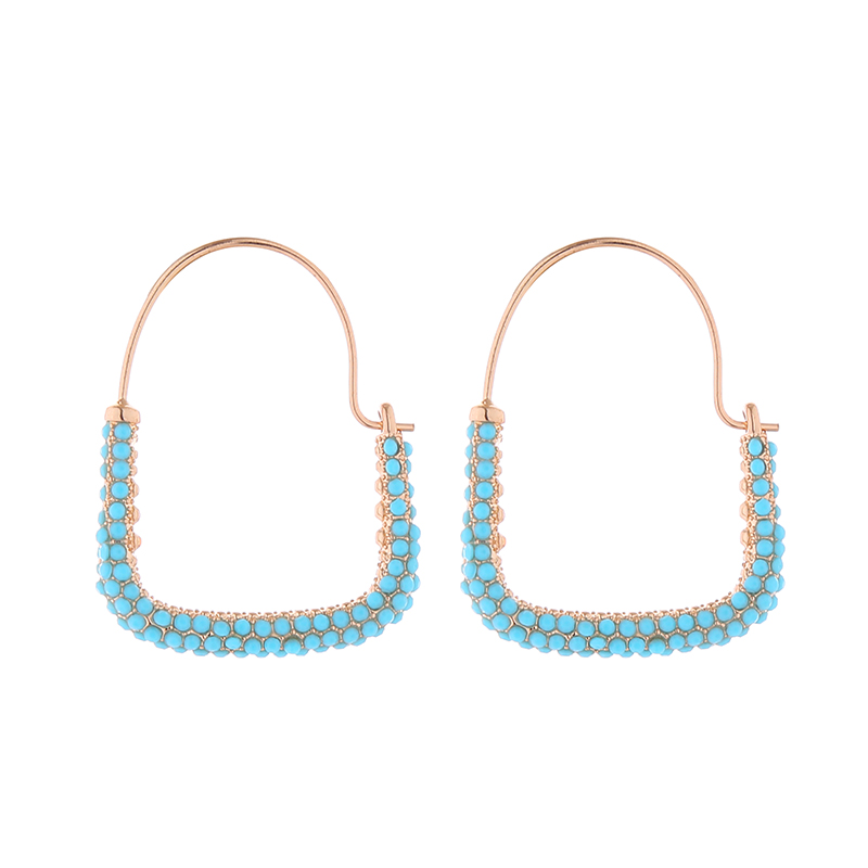 1 Pair Simple Style Geometric Inlay Alloy Resin Hoop Earrings display picture 6