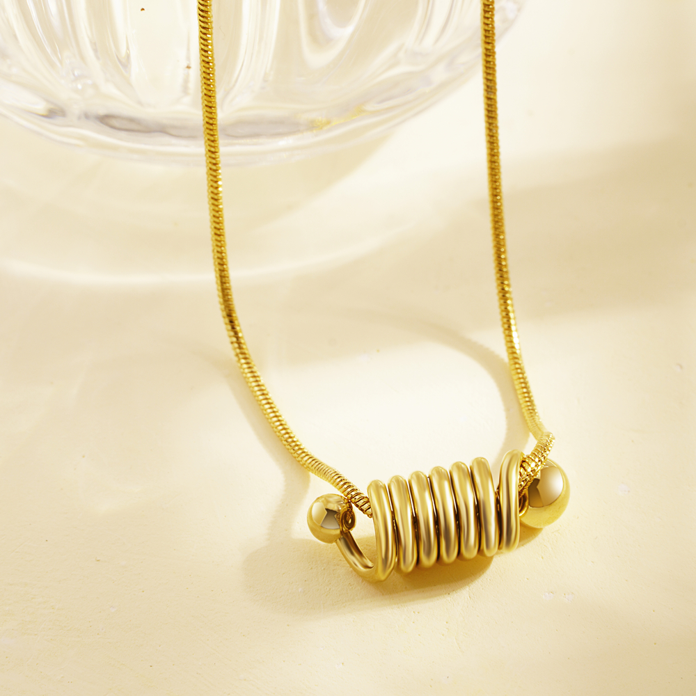 Edelstahl 304 18 Karat Vergoldet Einfacher Stil Überzug Linien Halskette Mit Anhänger display picture 4
