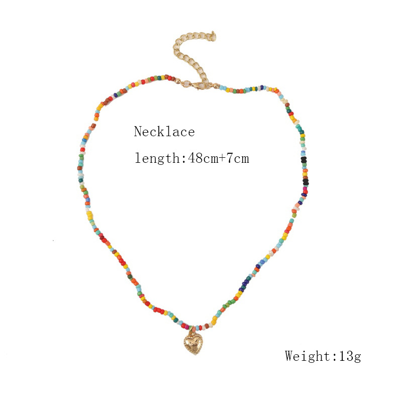 Süss Geometrisch Farbblock Herzform Legierung Perlen Überzug Frau Halskette Mit Anhänger display picture 2