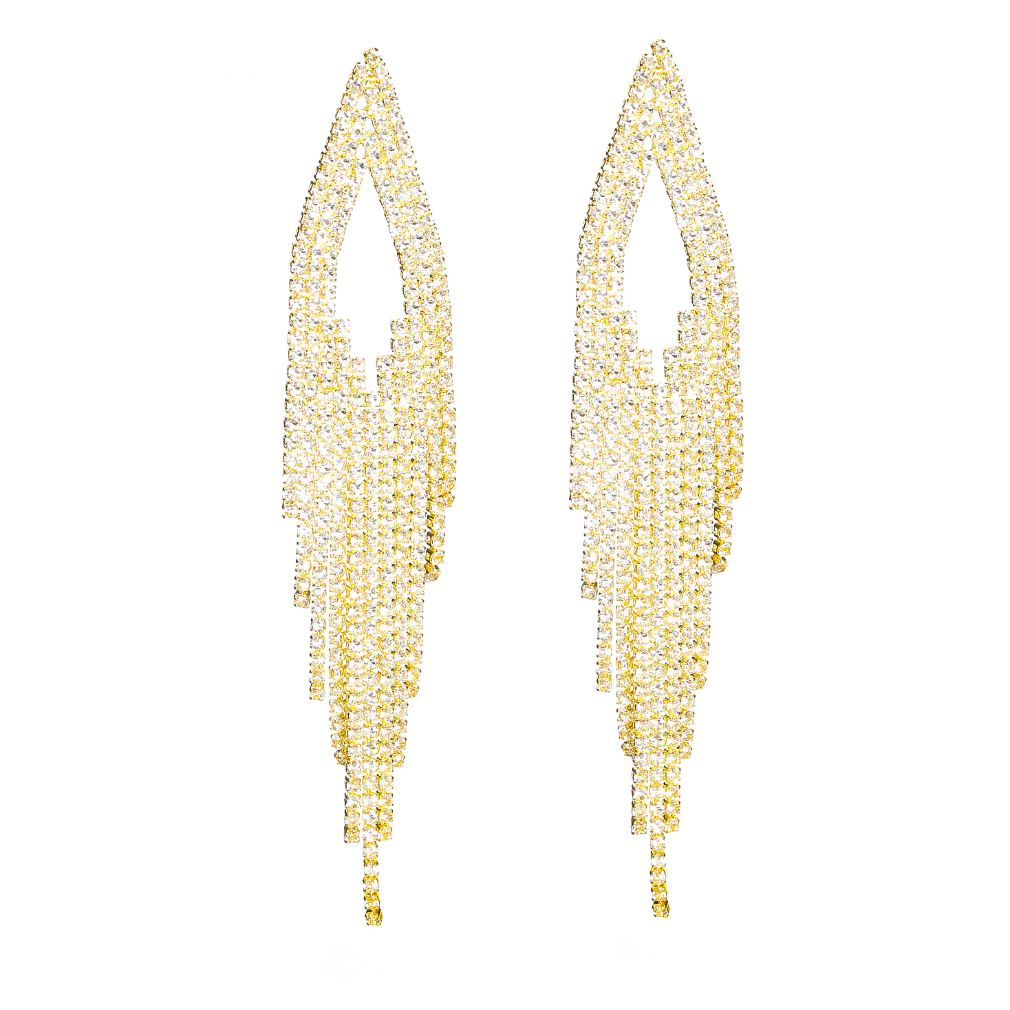 1 Pair Elegant Glam Tassel Inlay Alloy Rhinestones Drop Earrings display picture 3