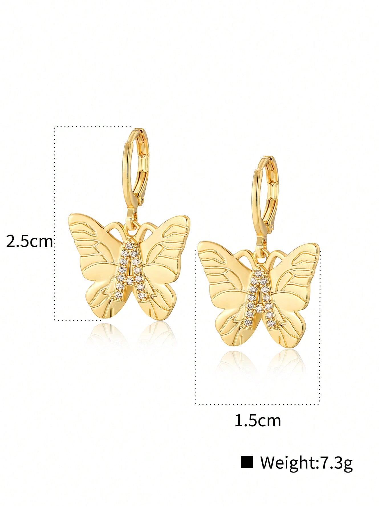 1 Paire Mignon Style Classique Lettre Papillon Placage Incruster Le Cuivre Zircon Plaqué Or 18k Boucles D'oreilles display picture 3