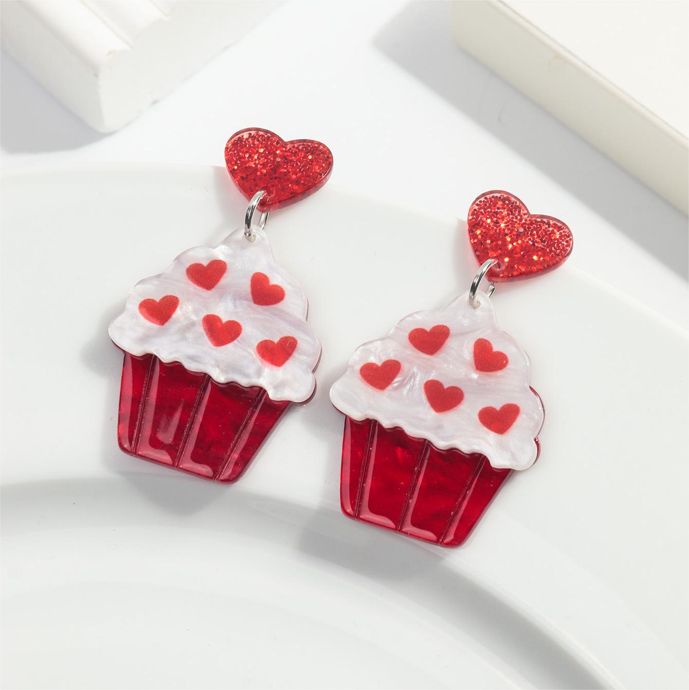 1 Pair Cute Heart Shape Arylic Drop Earrings display picture 5