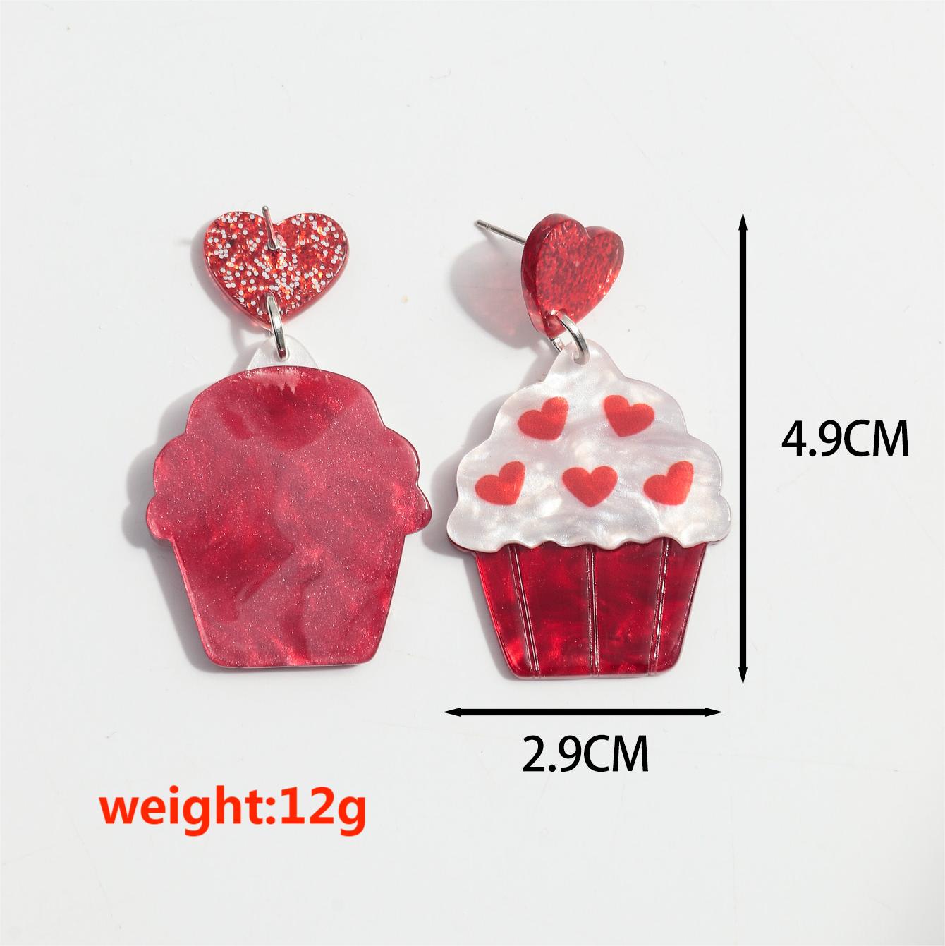 1 Pair Cute Heart Shape Arylic Drop Earrings display picture 1