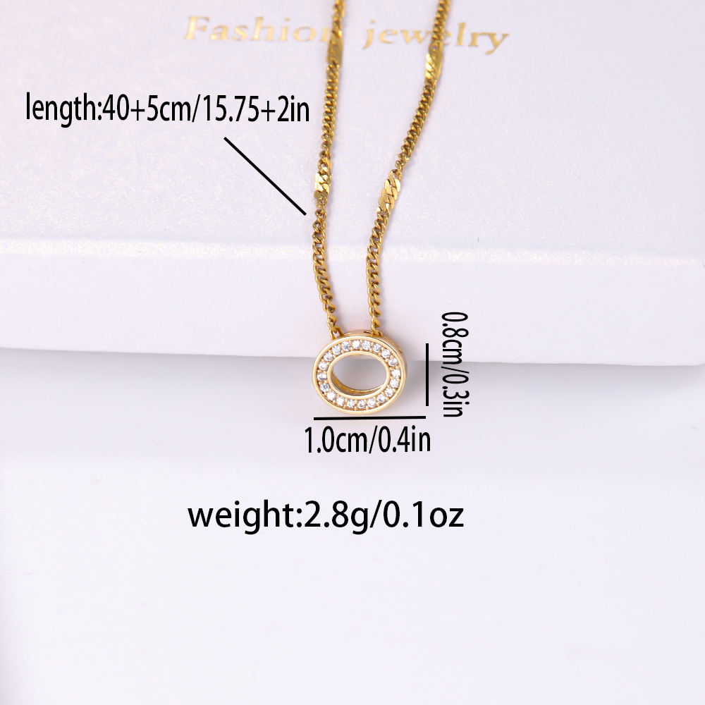 Elegant Shiny C Shape Triangle Oval Stainless Steel Copper Plating Inlay Zircon 18k Gold Plated Pendant Necklace display picture 7