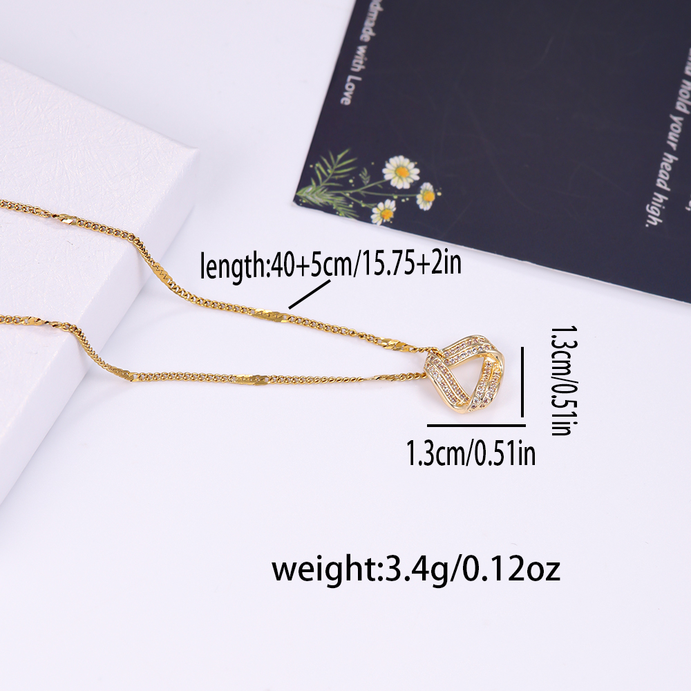 Elegant Shiny C Shape Triangle Oval Stainless Steel Copper Plating Inlay Zircon 18k Gold Plated Pendant Necklace display picture 8