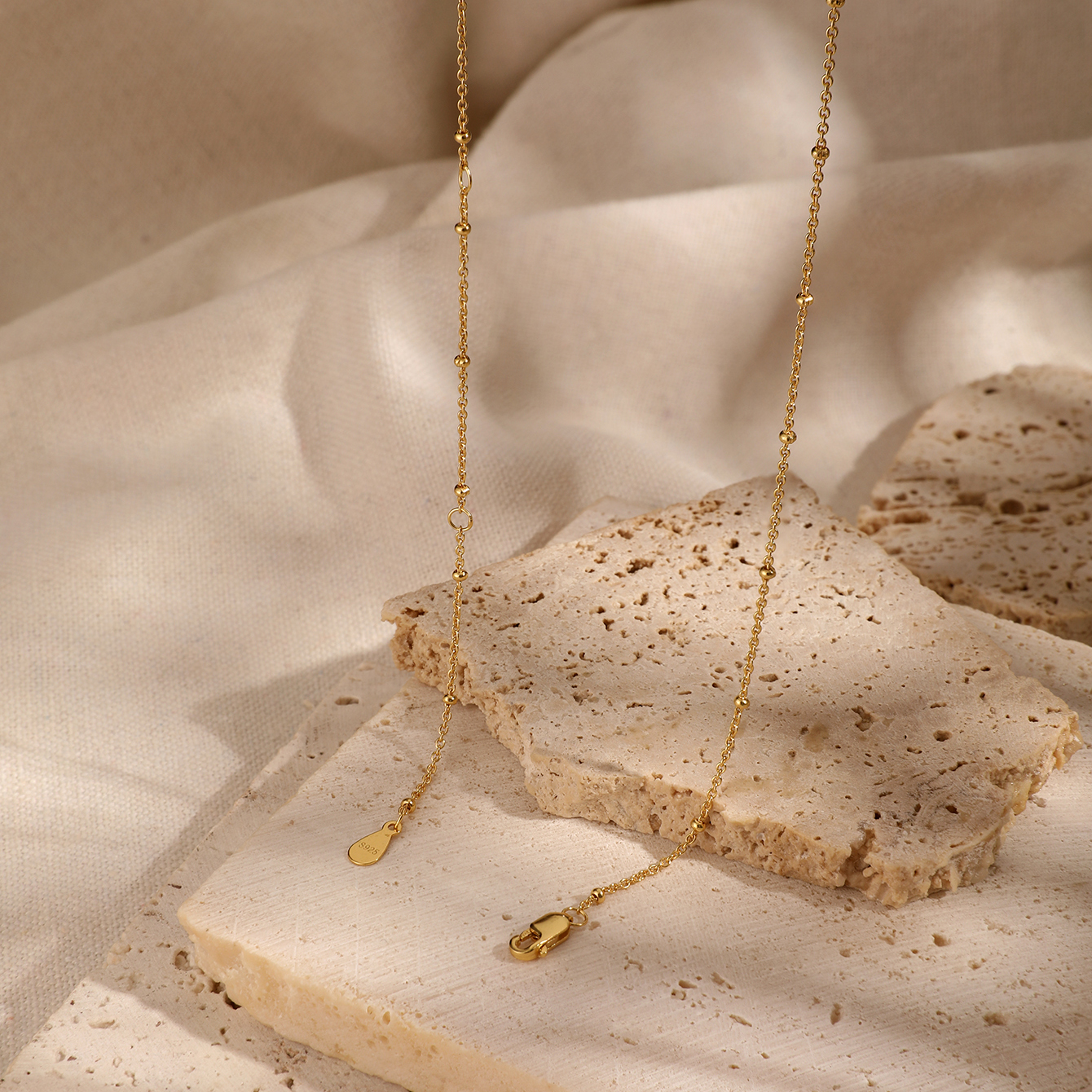 Ig-stil Vintage-stil Einfacher Stil Einfarbig Sterling Silber Perlen Überzug 18 Karat Vergoldet Weißgold Plattiert Halskette display picture 5