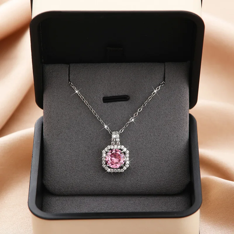 201 Stainless Steel White Gold Plated Gold Plated Classic Style Plating Inlay Square Glass Zircon Pendant Necklace display picture 1