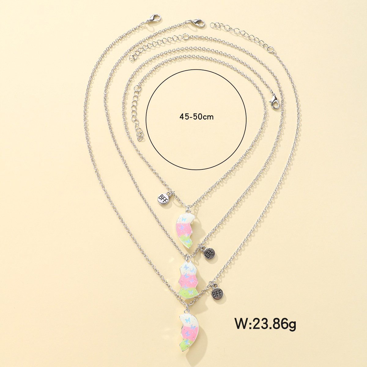 Wholesale Jewelry Casual Cute Heart Shape Butterfly Alloy Pendant Necklace display picture 12