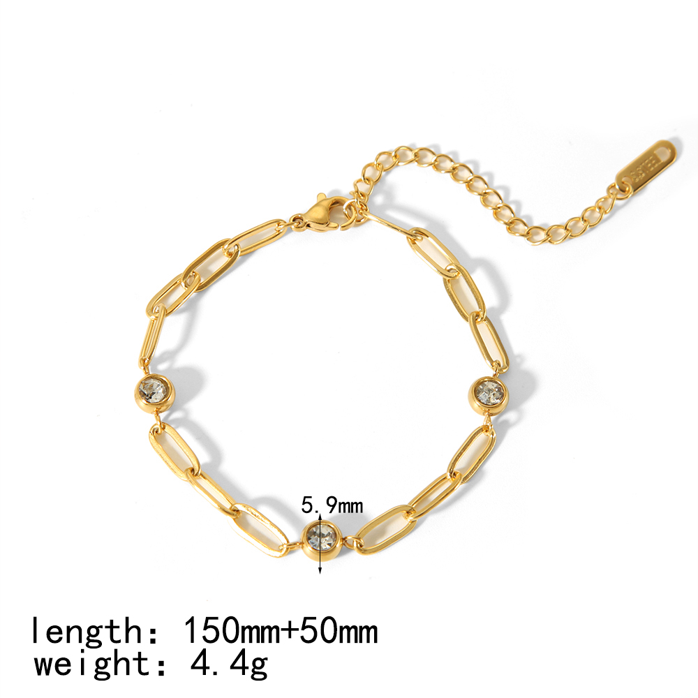 IG Style Simple Style Quadrilateral Round Heart Shape 304 Stainless Steel 18K Gold Plated Zircon Bracelets In Bulk display picture 4