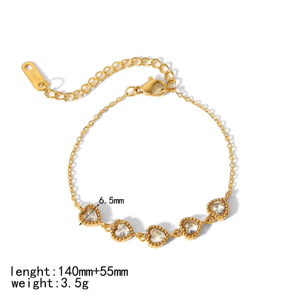 IG Style Simple Style Quadrilateral Round Heart Shape 304 Stainless Steel 18K Gold Plated Zircon Bracelets In Bulk display picture 5