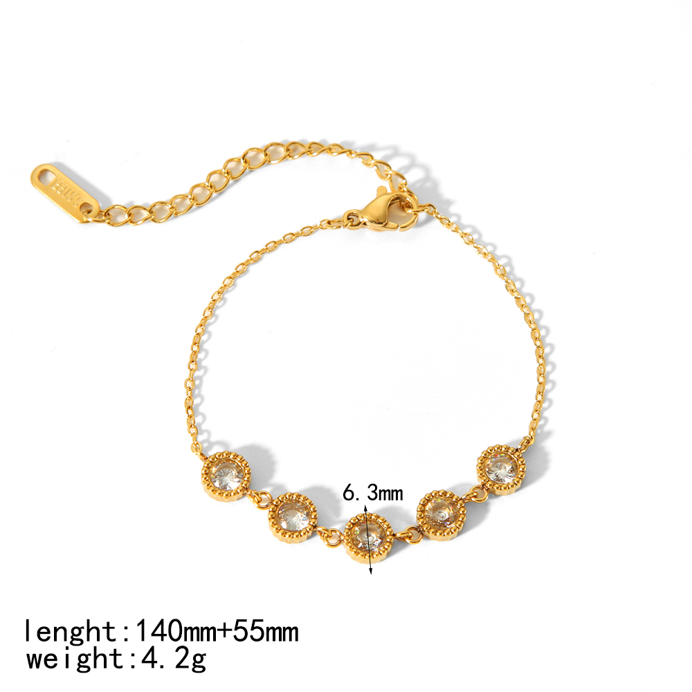 IG Style Simple Style Quadrilateral Round Heart Shape 304 Stainless Steel 18K Gold Plated Zircon Bracelets In Bulk display picture 6