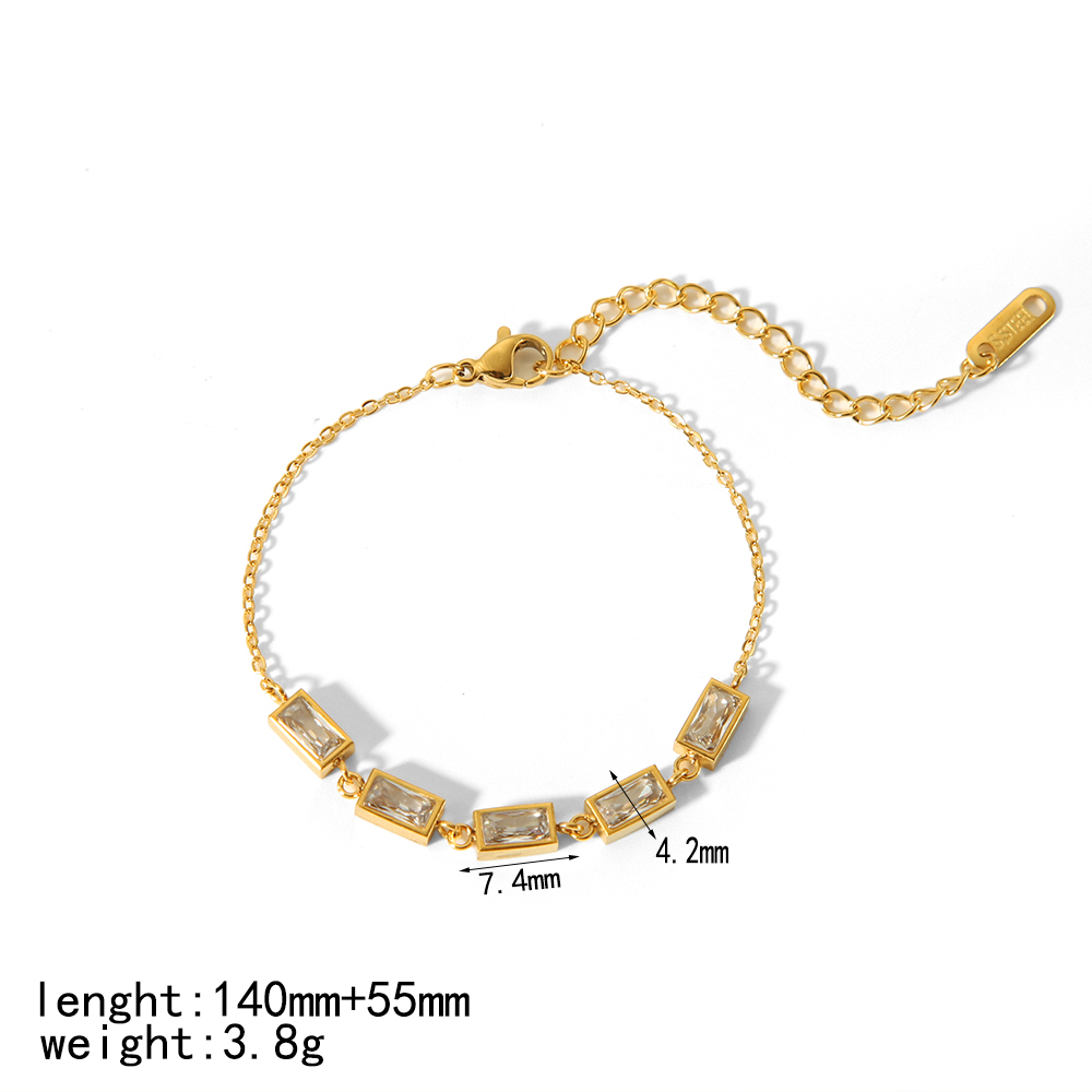 IG Style Simple Style Quadrilateral Round Heart Shape 304 Stainless Steel 18K Gold Plated Zircon Bracelets In Bulk display picture 7