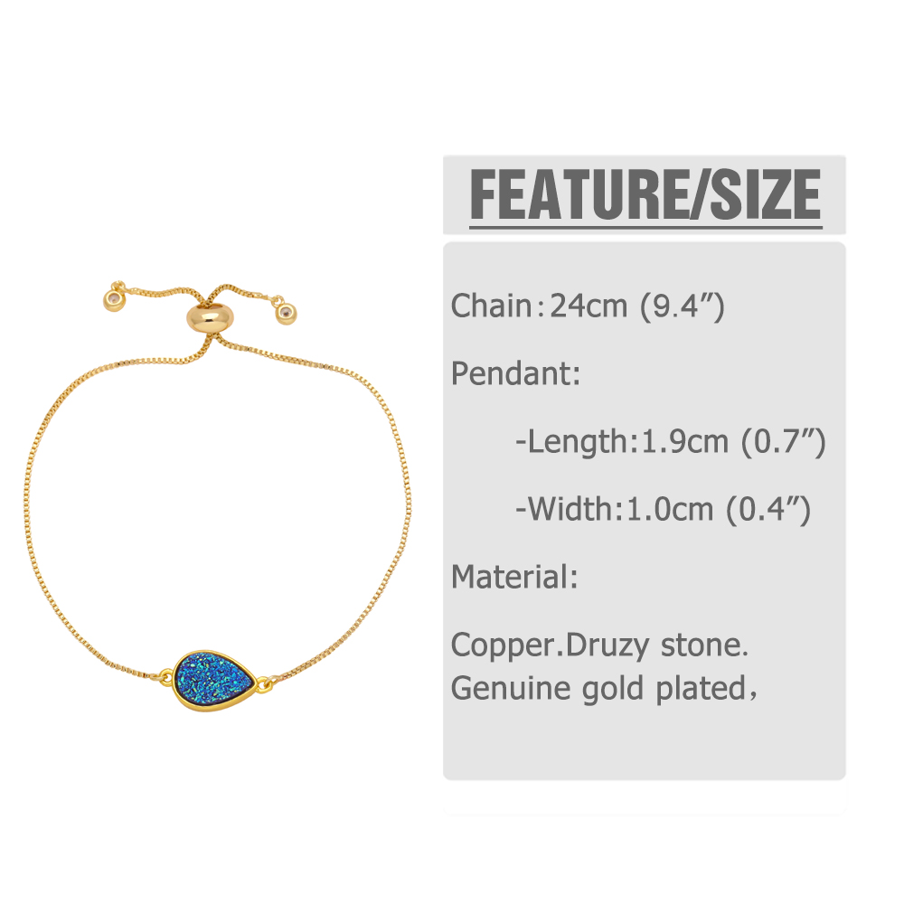 Simple Style Water Droplets Copper Plating Inlay Artificial Gemstones 18k Gold Plated Bracelets display picture 1