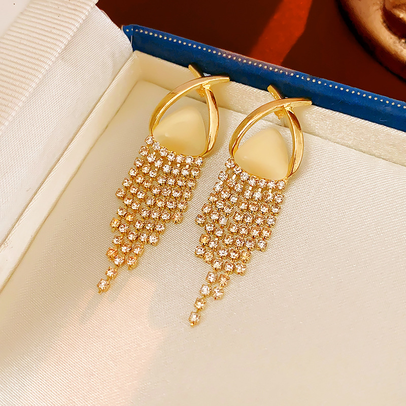 1 Pair Elegant Sweet Tassel Plating Inlay Alloy Rhinestones Opal Drop Earrings display picture 9