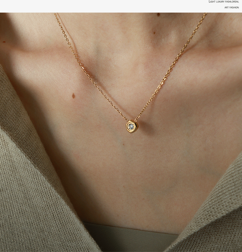 Simple Style Geometric Titanium Steel Plating Inlay Zircon 18k Gold Plated Necklace display picture 6